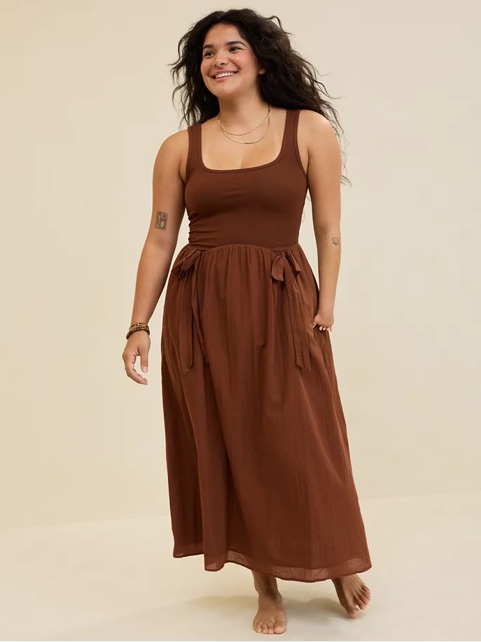 Aerie | At The Barre Bow Midi Dress | W/ Pockets | Cotton | M